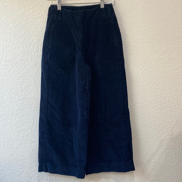 Poetry Women’s Blue Corduroy Wide Leg Cropped 100% Cotton Trousers Pant Size 2 - Picture 2 of 7